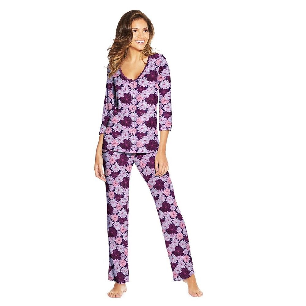 Maidenform Pajama Womens Lace Trim Pijama Set
